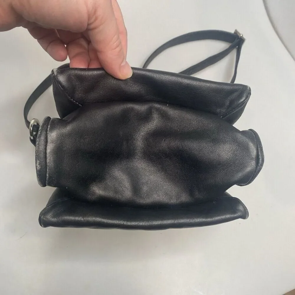 Bruno Rossi Black Italian Leather Crossbody Bag | 7x9x6” | Made in Italy | EUC